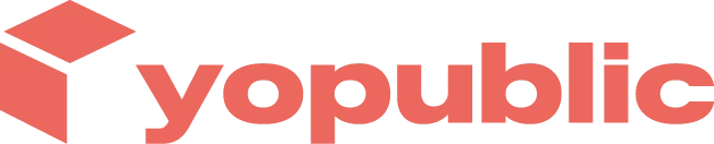 logotipo yopublic, merchandising corporativo personalizable